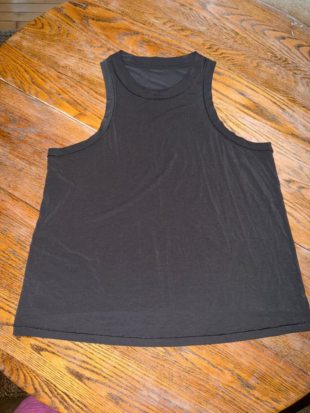 LULULEMON dk gray high neck line/low arm holes tank/excellent condition/XL